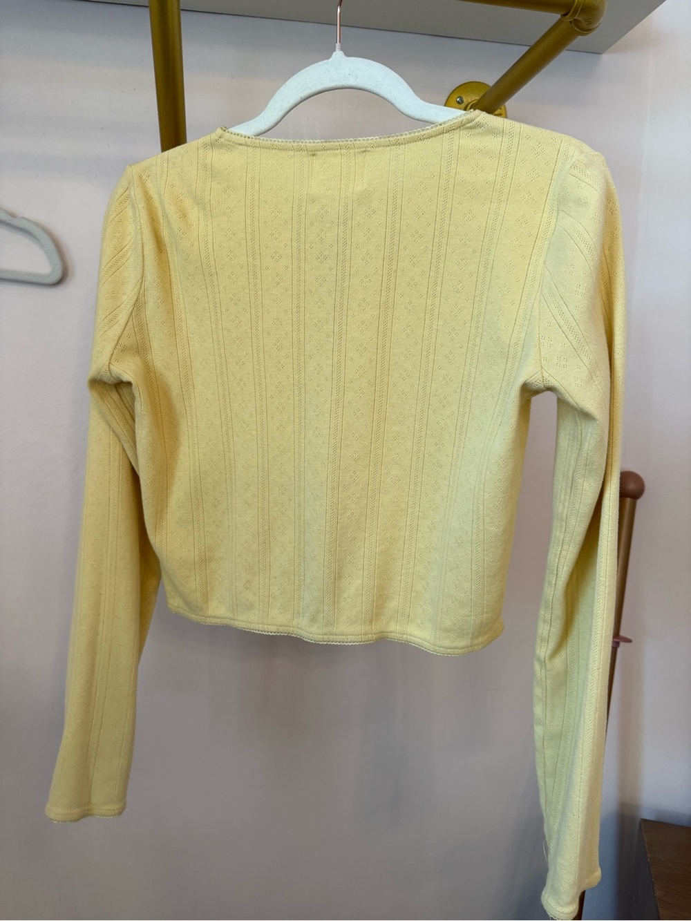 Things Between Yellow Ribbed Button-Down Knit Top - Picture 4 of 4